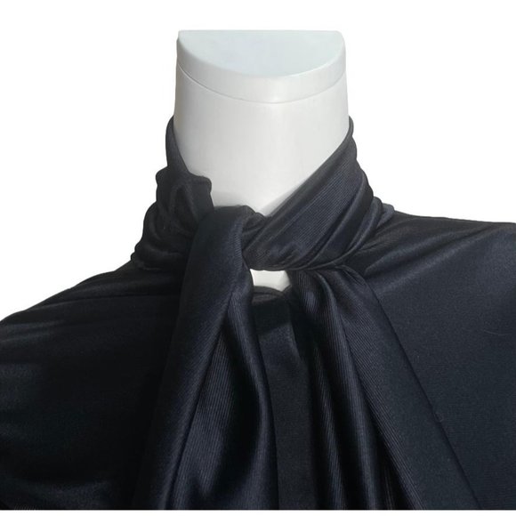 COMME DES GARCON 2000 FW Rei Kawakubo Black Long Sleeve Neck Tie Blouse - Picture 7 of 11